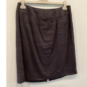 Talbots Womens Linen Blend Skirt Plus Size 16W 16 Navy Blue Classic Old Money